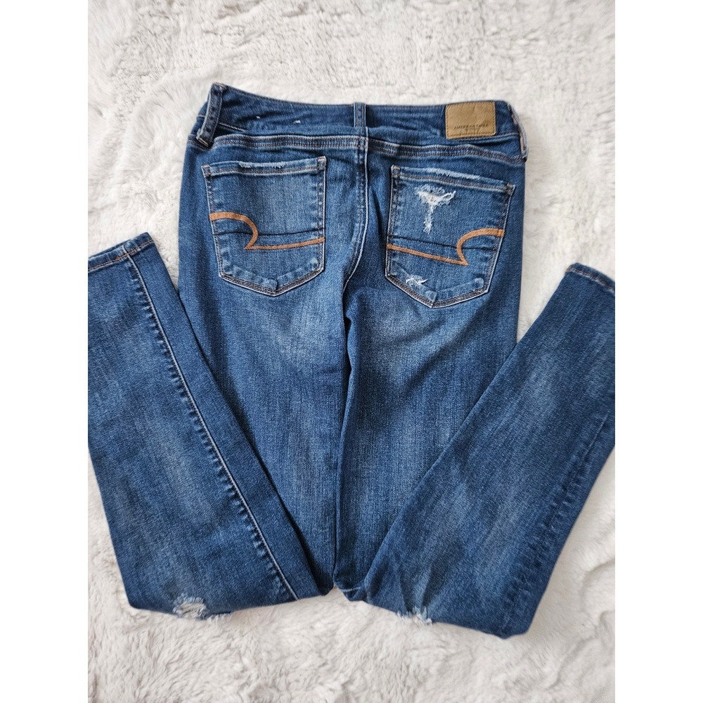 American Eagle Distressed Super Stretch Straight Jeans Sz 0 Regular